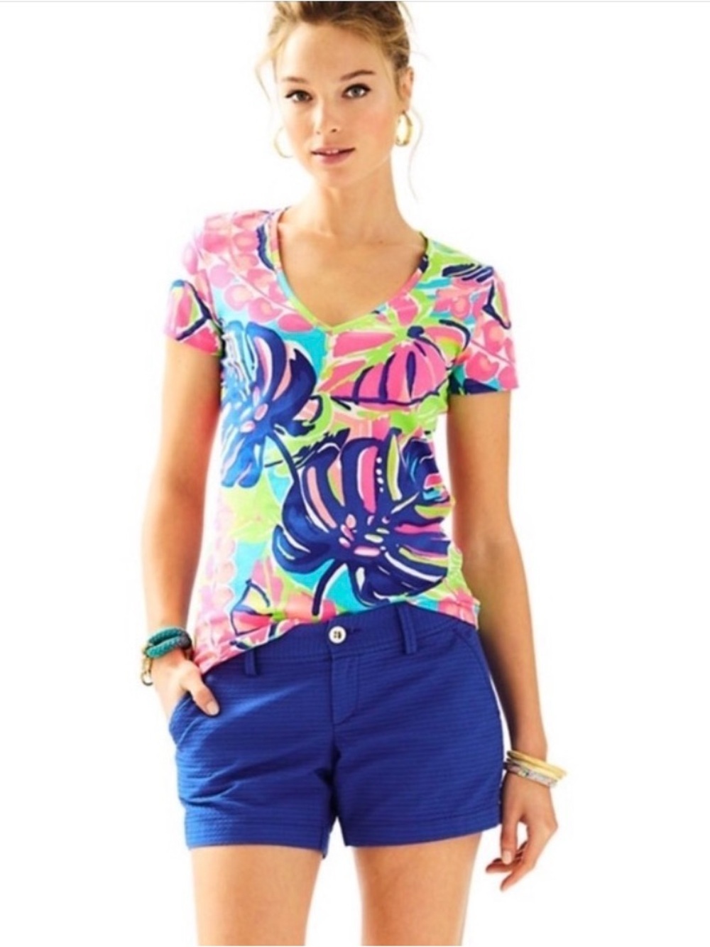Lilly Pulitzer Michele V-neck Multi Exotic Garden medium NWOT rare and HTF